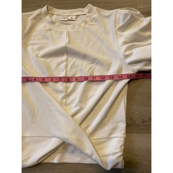 NWT Melrose & Market women's white puff short sleeve cropped top size small - Picture 7 of 8
